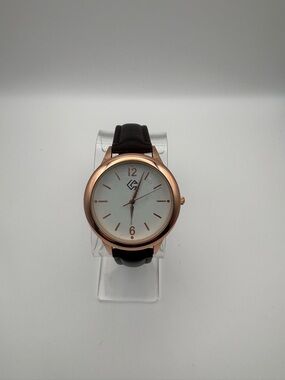 CG Minimalist Rose Gold Watch with Brown Faux Leather‎ Strap New Battery, Works!